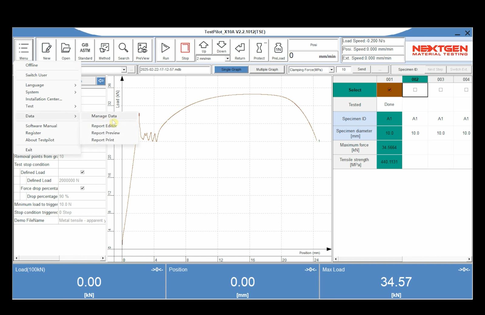 GenTest V 2.0: Advanced Testing Software for Servo-Hydraulic Universal Testing Machines