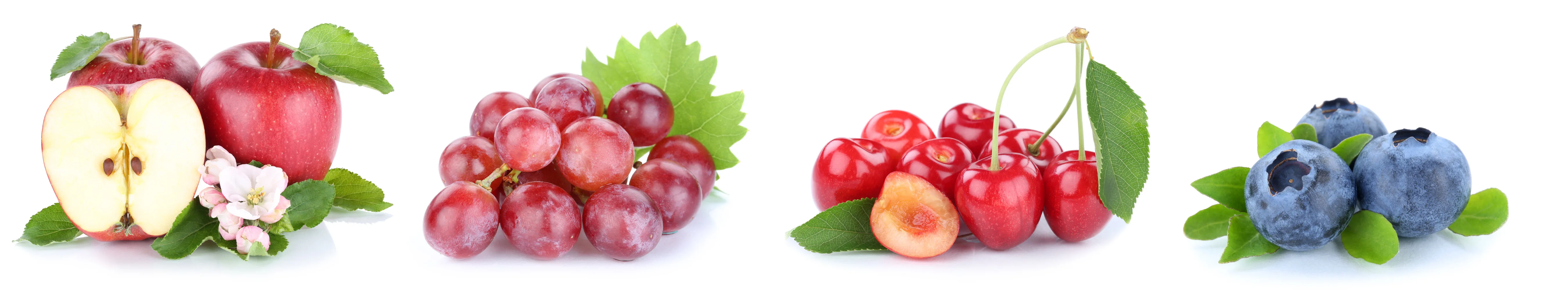 Fruit testing on apple, grape, cherry, blueberry